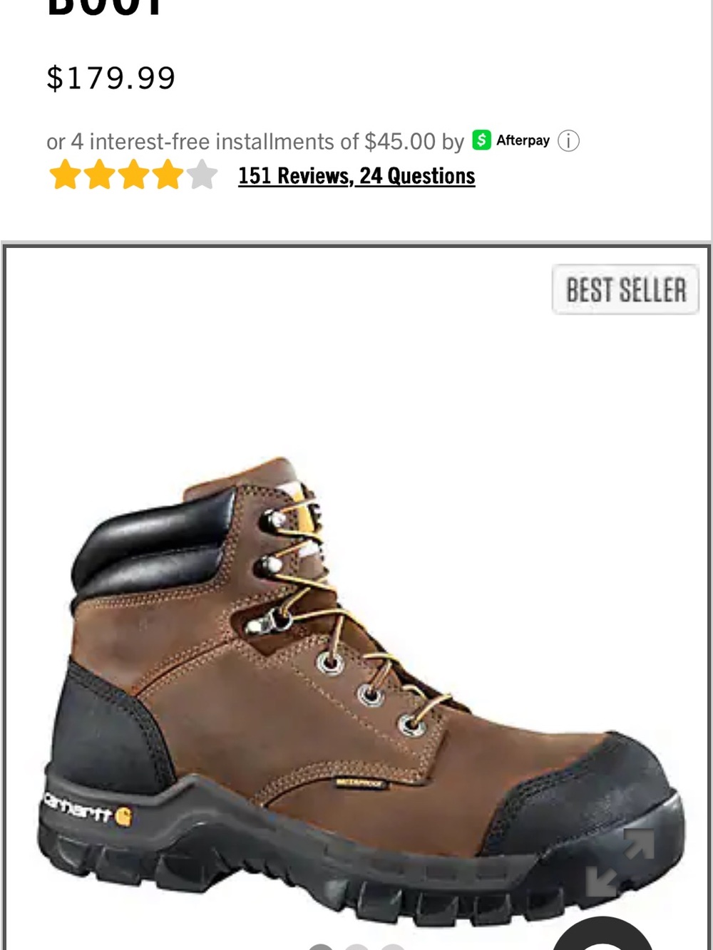 Carhartt Brown and Black Men's Work Boot